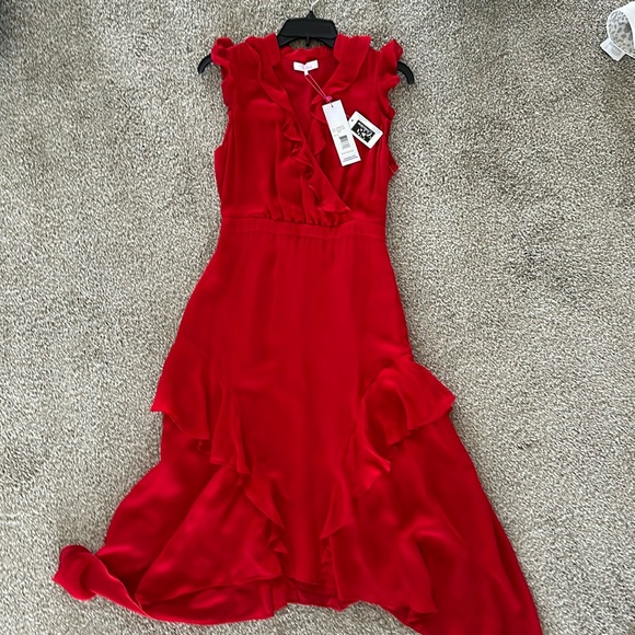Parker Monaco red midi dress size 2 - Picture 1 of 4